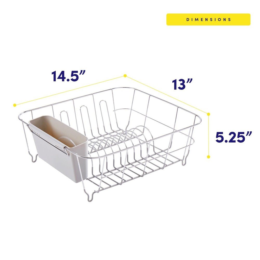 Dish Drying Rack & Cutlery Holder 2 Piece Set - Compact Sink-Fitting Dish Dra...