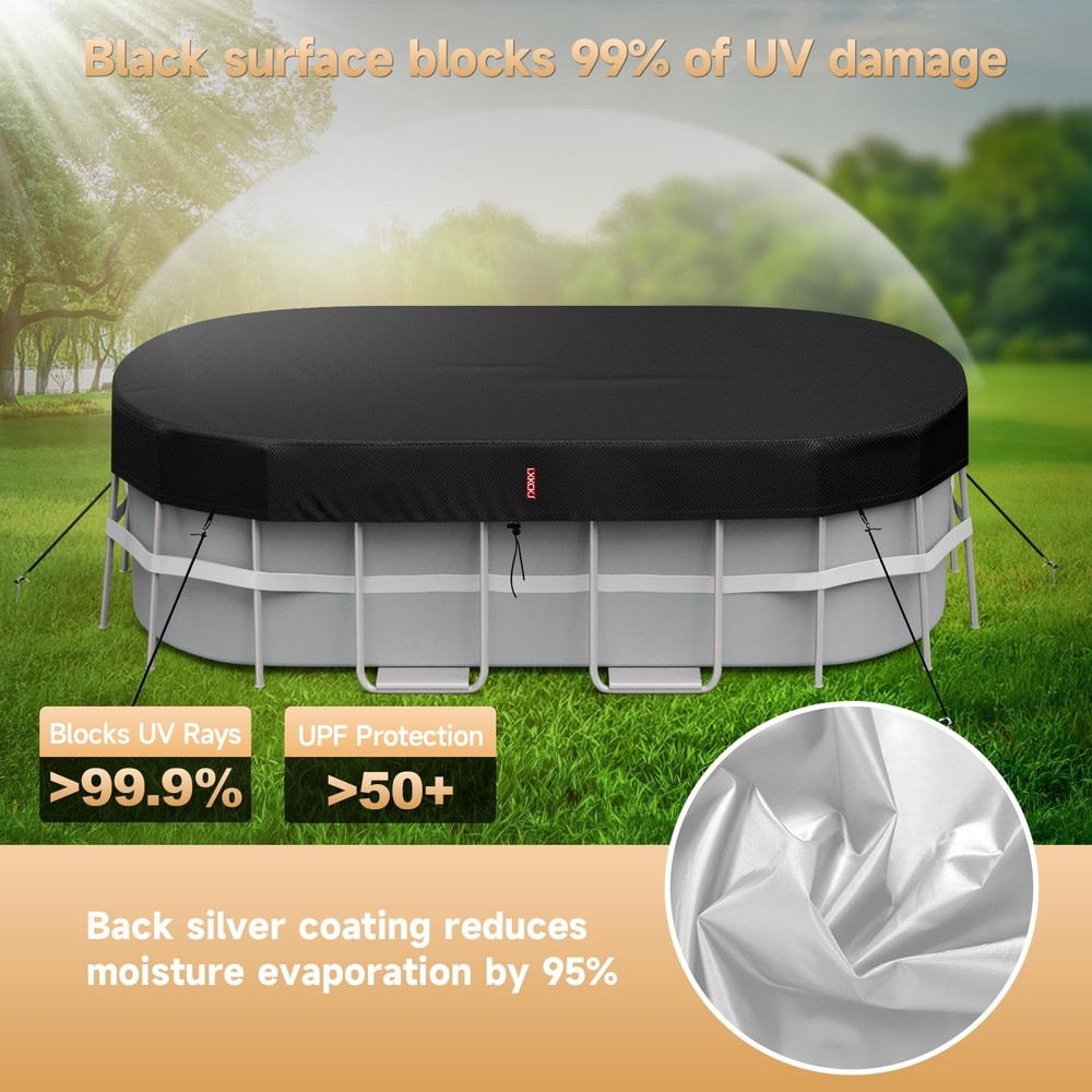 10x16 FT Oval Pool Cover with Above Ground Pool, Solar Rectangular Pool Cover...