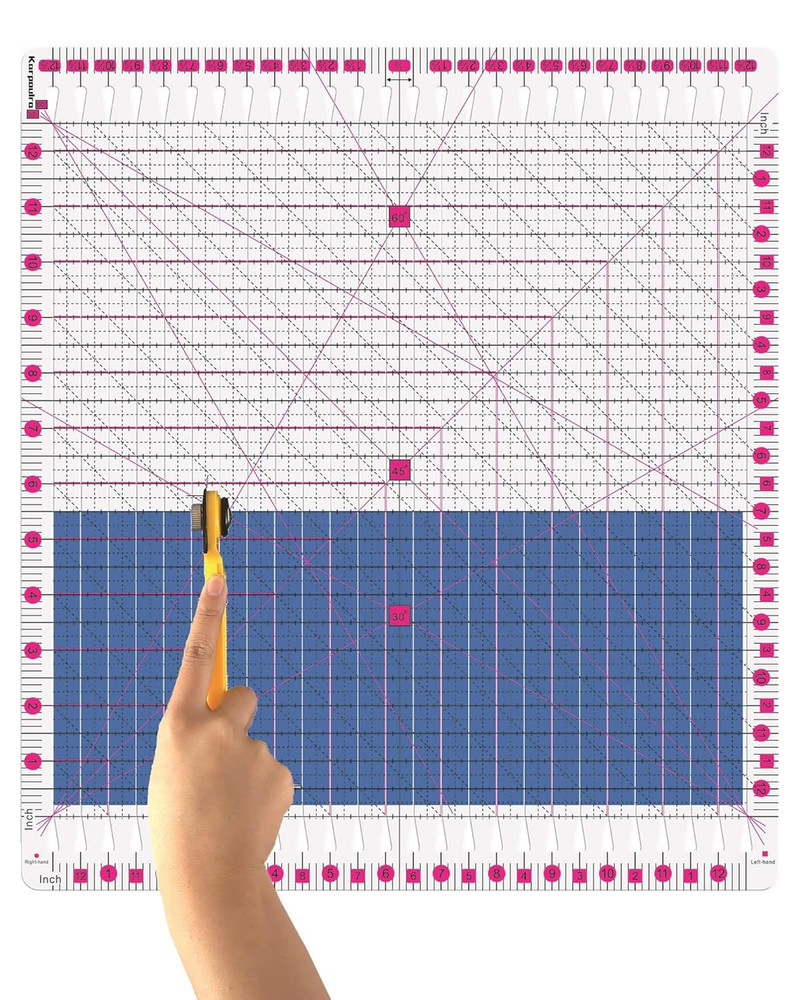 12.5" Slotted Quilting Ruler for Precision Fabric Cutting and Sewing