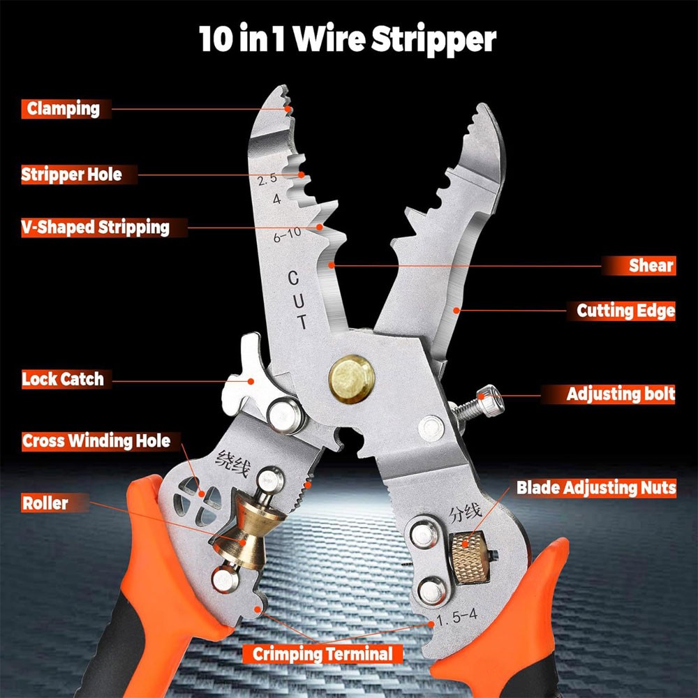 Ultimate 10in1 Wire Stripper: Precision Stainless Steel Multi-Tool for CuttingCW