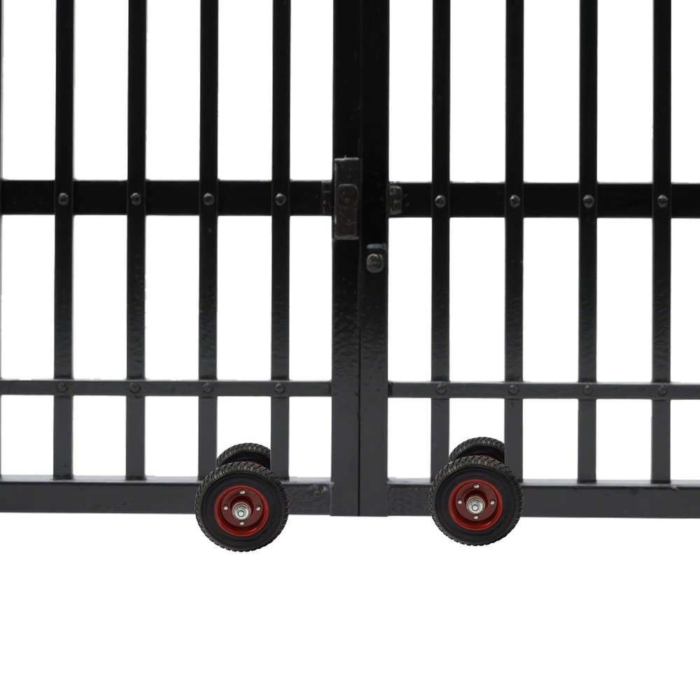 2pcs 8'' Heavy-Duty Rubber Wheel Double-U Bolts Gate Roller 600 lbs max. Load