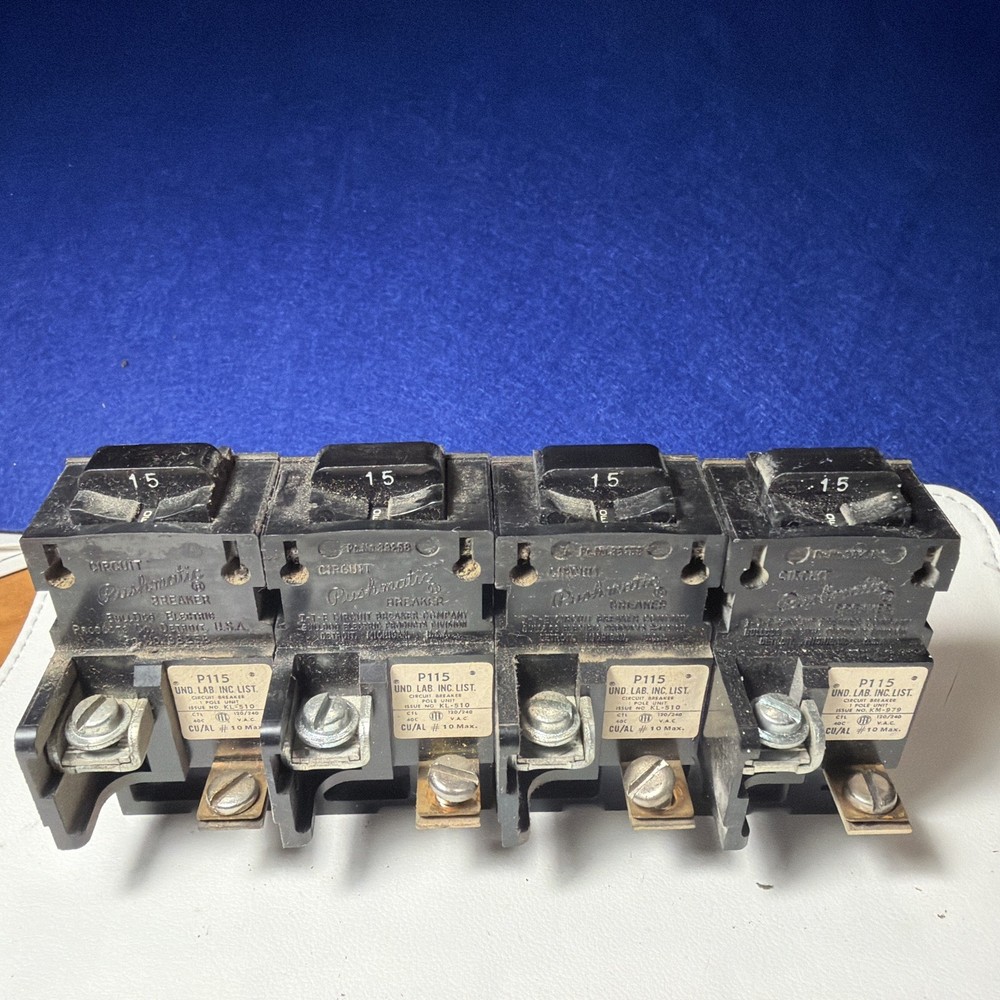 4 15 Amp P115 PUSHMATIC BREAKERS SINGLE POLE