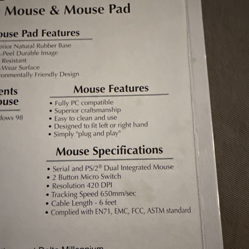 BARBIE COMPUTER MOUSE & MOUSE PAD SEALED Likely not for current computers