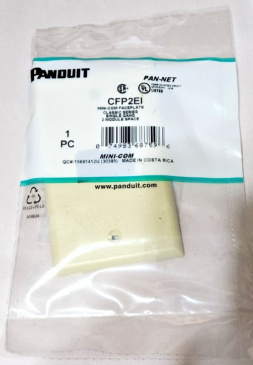 10 Pack Panduit CFP2EI Mini-Com Faceplate Single Gang 2 Module Space