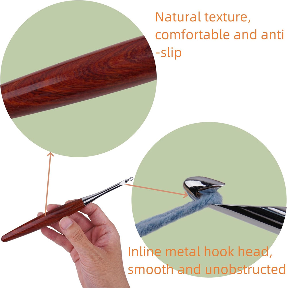 Interchangeable Inline Crochet Hook Ergonomic Crochet Hooks Set with Case For...