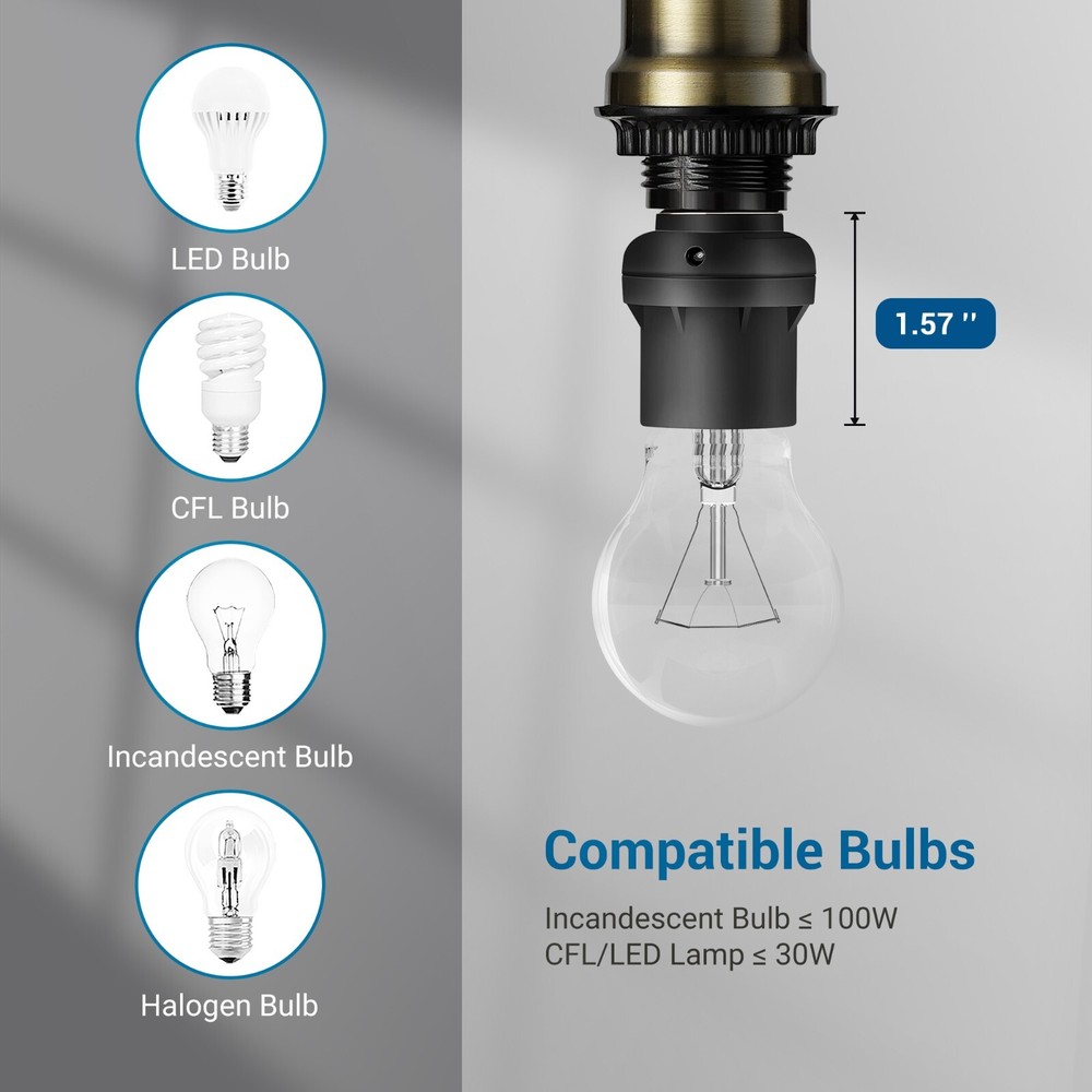 DEWENWILS 2 Pack Automatic Dusk to Dawn Light Bulb Sockets, Light Sensor Socket