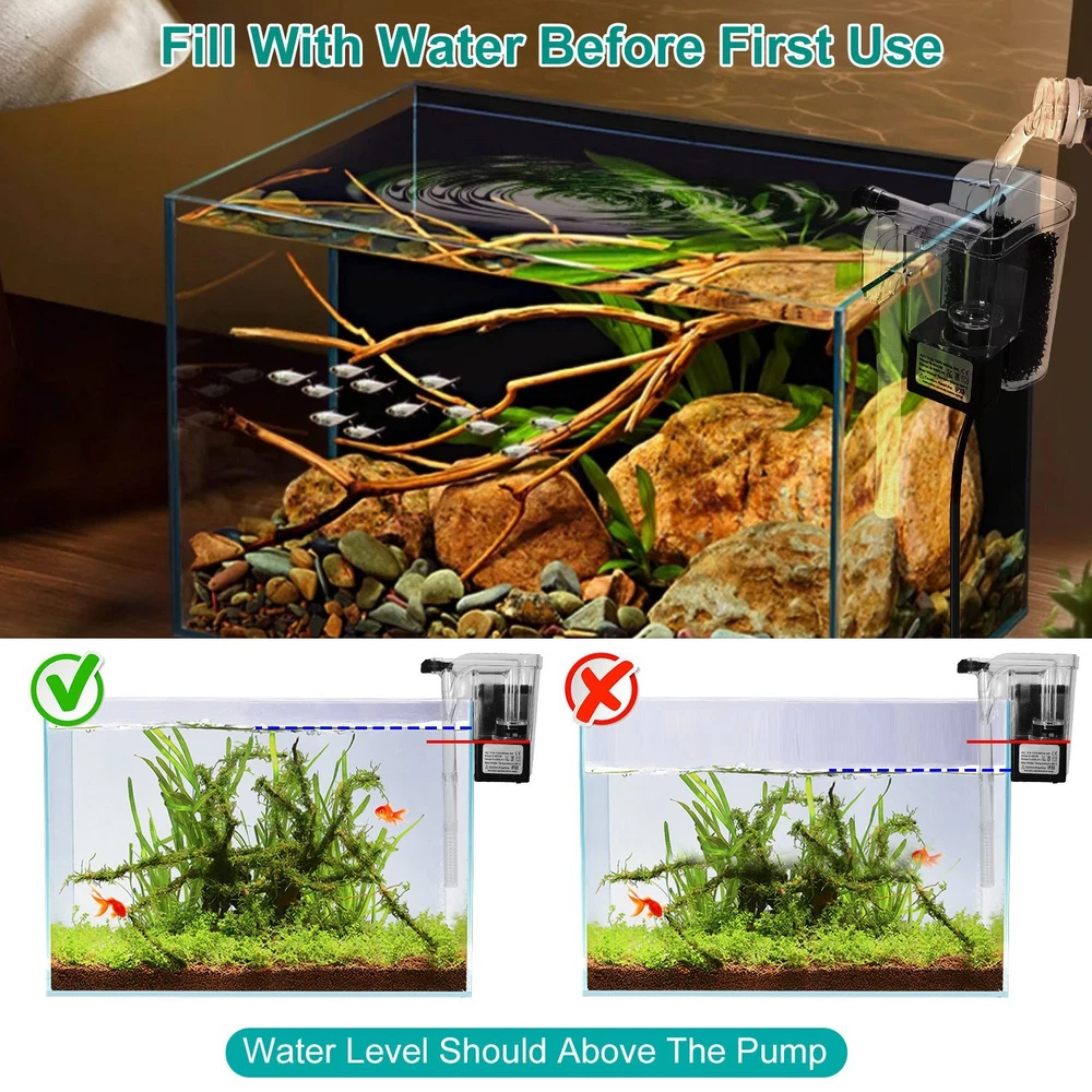 Aquarium Waterfall Filter Pump Fish Tank Hang External Oxygen Pump Water Filter