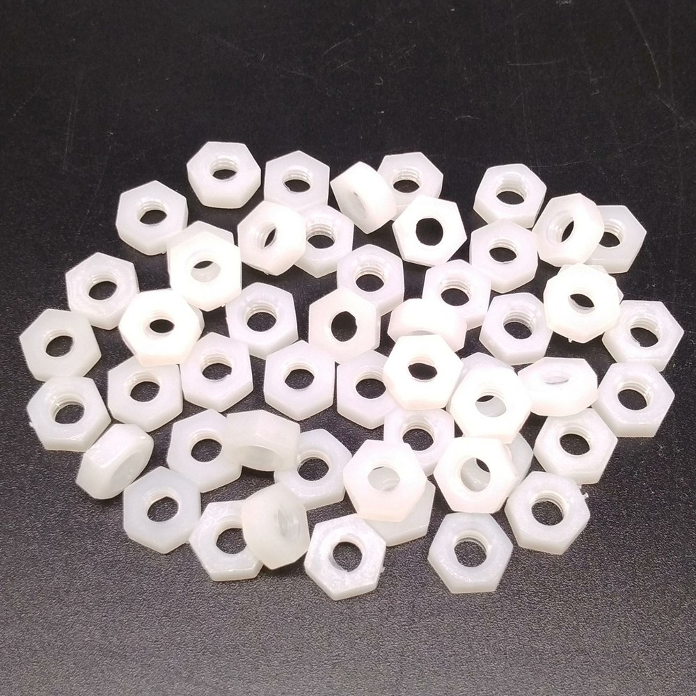 500pcs M3 Metric Thread Insert Screw Fastener White Nylon Hex Nut