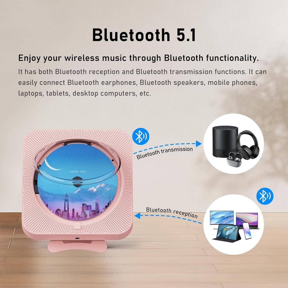 Portable CD Player with Bluetooth Desktop CD Player for Home CD Music Players...