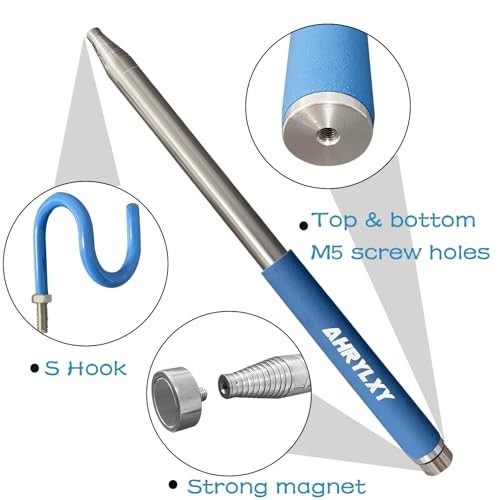 10 FT Telescoping Pickup Tool Magnetic Pole with Hook, Telescopic Two-hooks