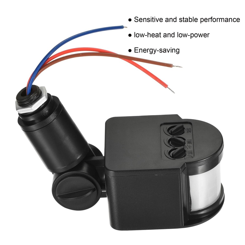 Motion Sensor AC110-240V Infrared PIR Detector Switch Wall Mount Black