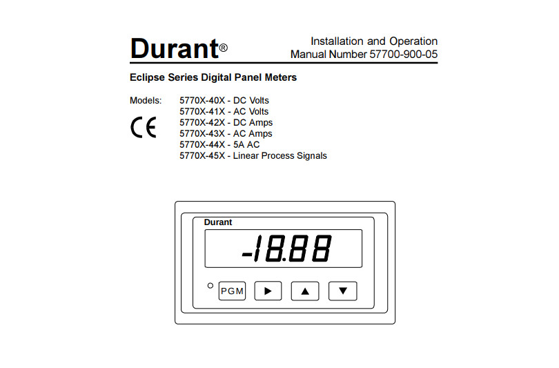 Eaton Durant 57701-442 Eclipse Series digital panel mount meter 120 VAC used