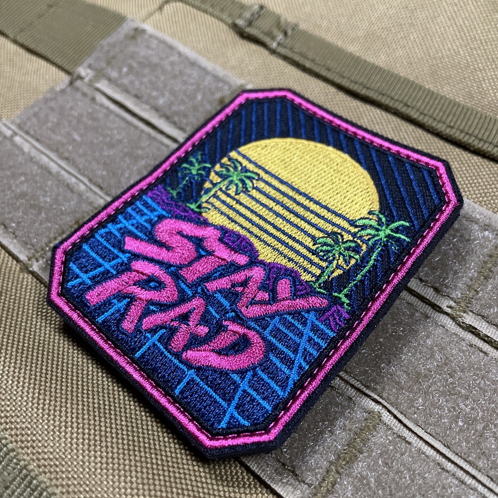 Stay Rad Retro 80s Arcade Radical Cool Tactical Military Hook Loop Morale Patch
