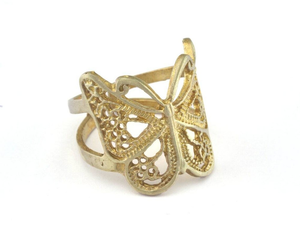 Butterfly Ring Adjustable Ring Raw brass (17.5mm 7US inner size) 2647