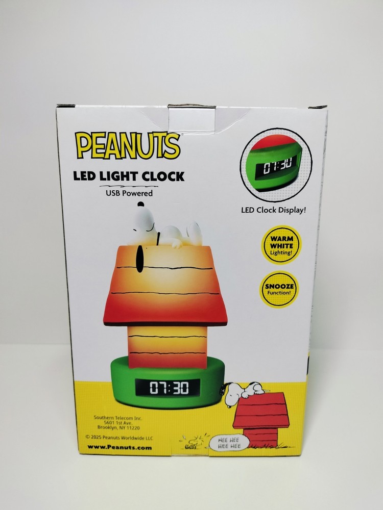 Peanuts New 2025 Snoopy Alarm Clock With LED Clock Display USB Powered