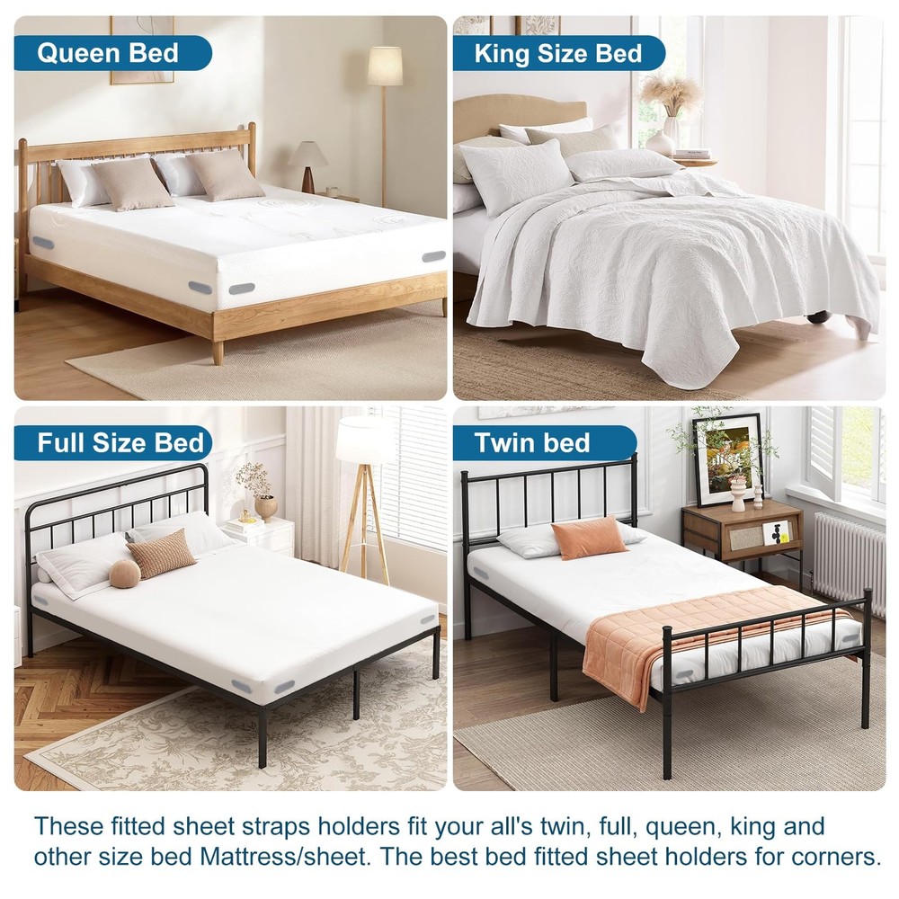 Bed Lock Sheet Holders Fit All Sheet Size, New Upgrade Sheet Straps Keep Shee...