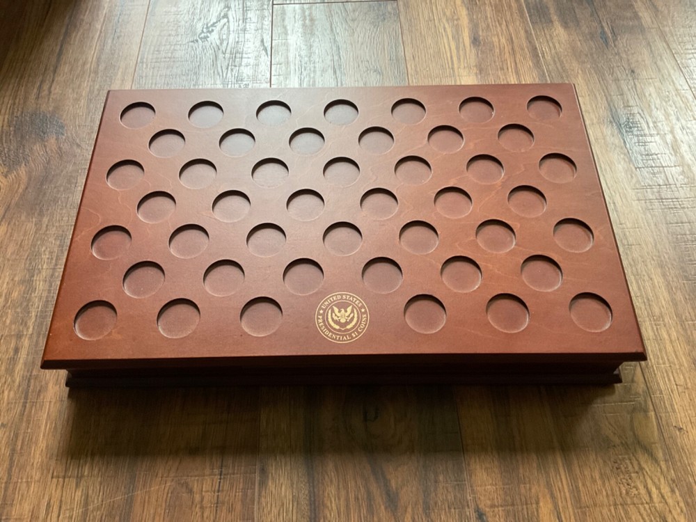 DANBURY MINT US PRESIDENTIAL DOLLAR WOOD DISPLAY CASE