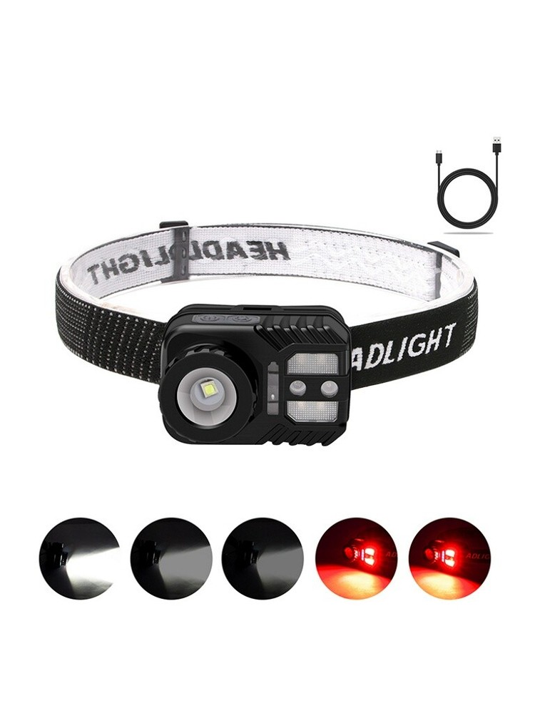 LED Headlamp Rechargeable Headlight Head Torch Lamp Induction Flashlight