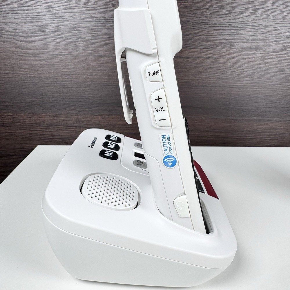 Panasonic KX-TGM420 Cordless Phone 2 Handsets White Red Black - Tested - Read
