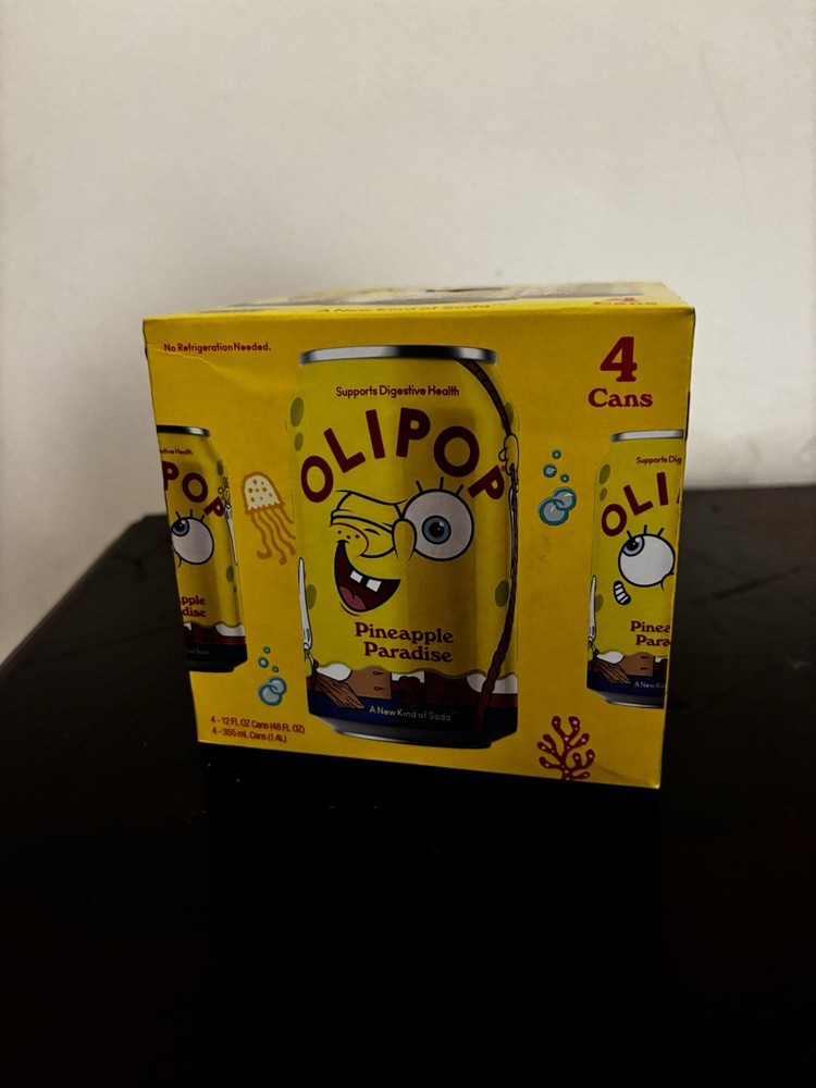 SpongeBob OLIPOP Pineapple Paradise Prebiotic Soda 4-Pack