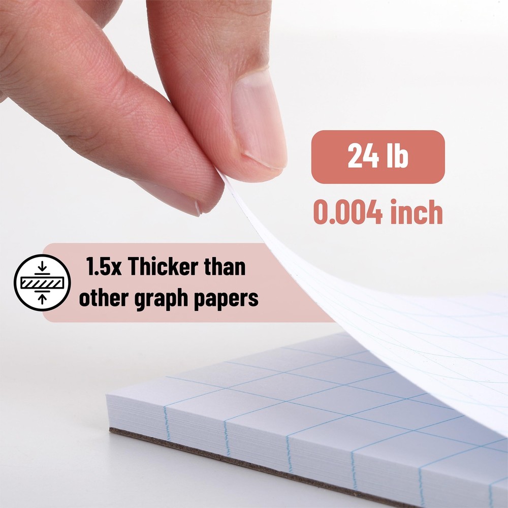 Large Graph Paper 17X11 4X4 Grid 22 Sheets Drafting Pad White