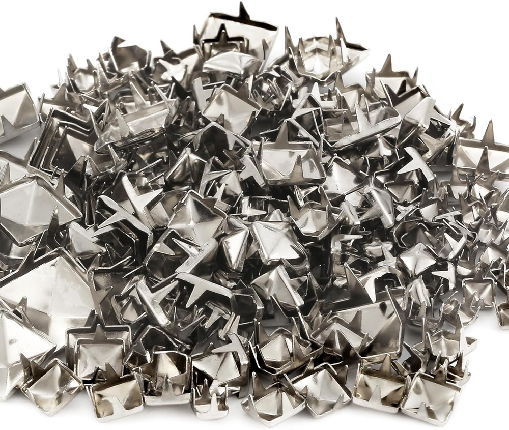 968 Pcs Assorted Sizes Square Pyramid Studs Prong Studs for Clothing Leather Riv