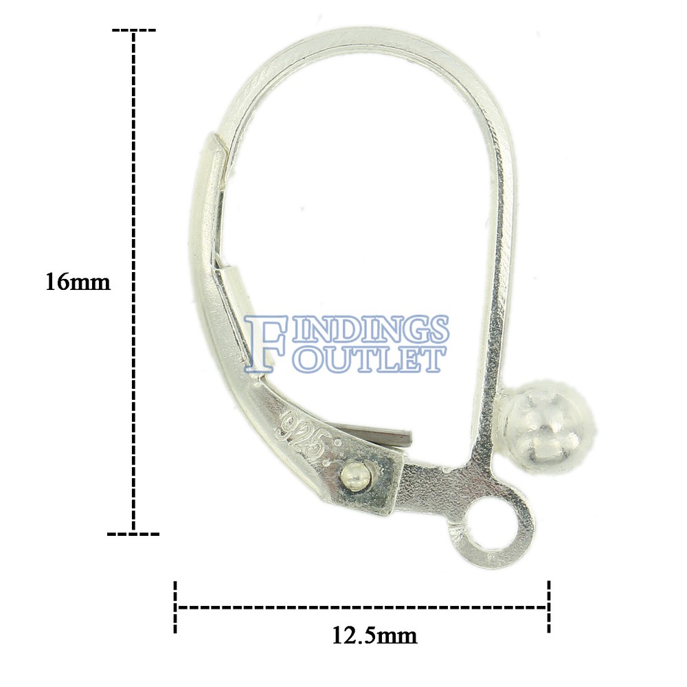 Sterling Silver 925 Leverback Earring Mounting Dangling Setting Loop & 3mm Ball