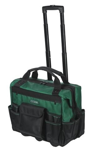 18" Rolling Tool Bag Heavy Duty Wheel Telescoping Handle 18 Pocket Organizer