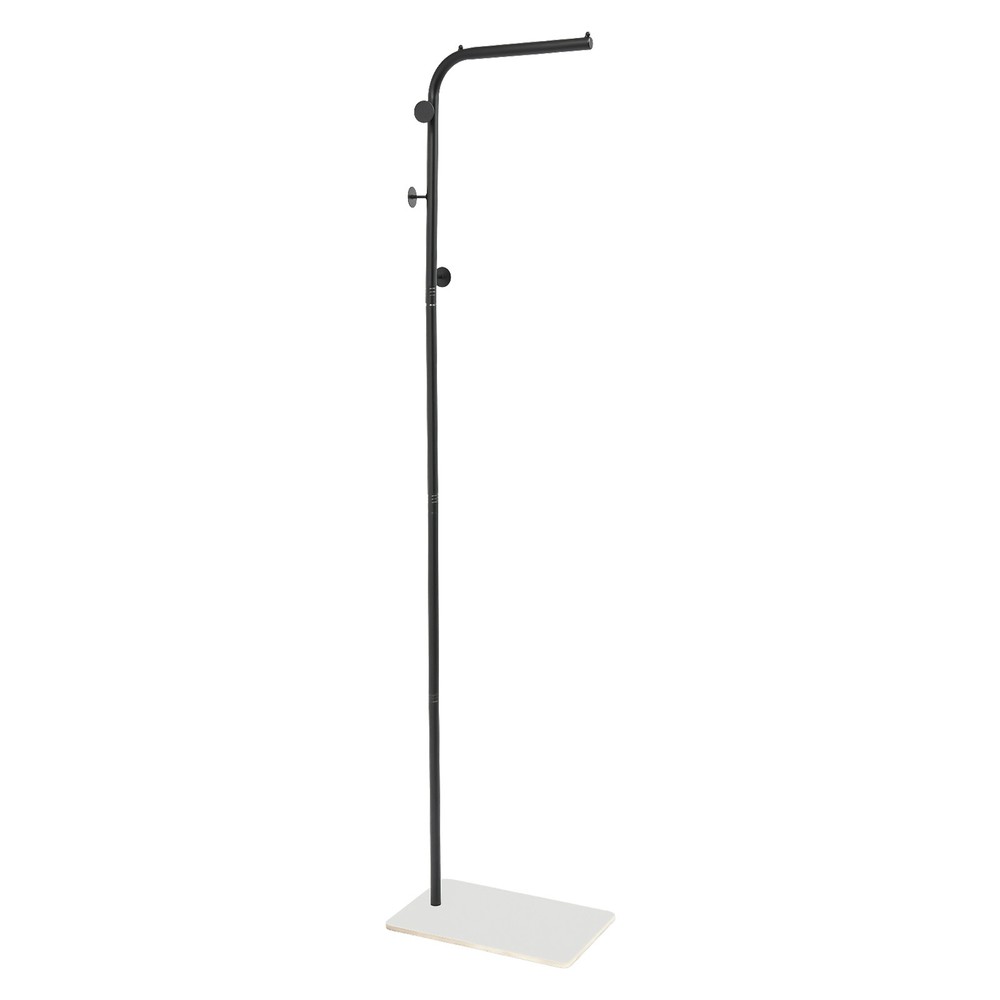L-Shape Iron Coat Rack with Hooks and Shelf for Organized Storage