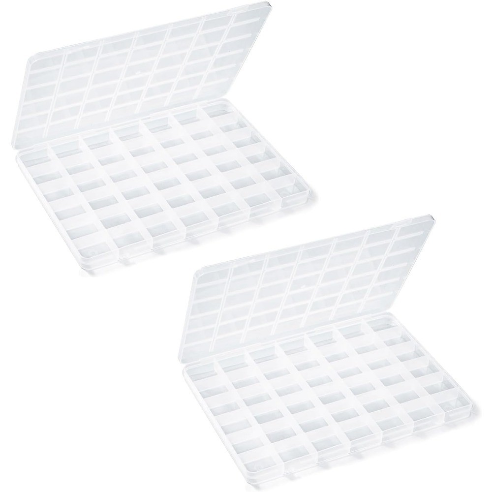 2-Pack 42 Grids Plastic Bead Storage Box, Clear Craft Organizer Container with