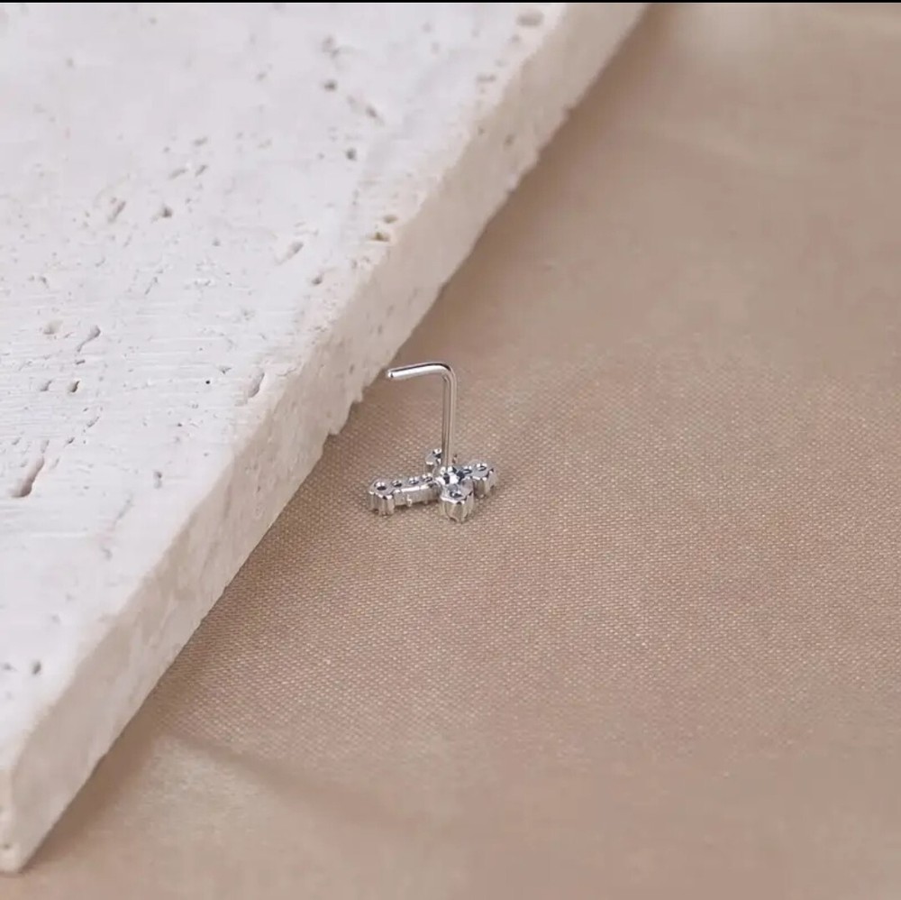 Premium Silver Cross Nose Ring Stud Jewelry