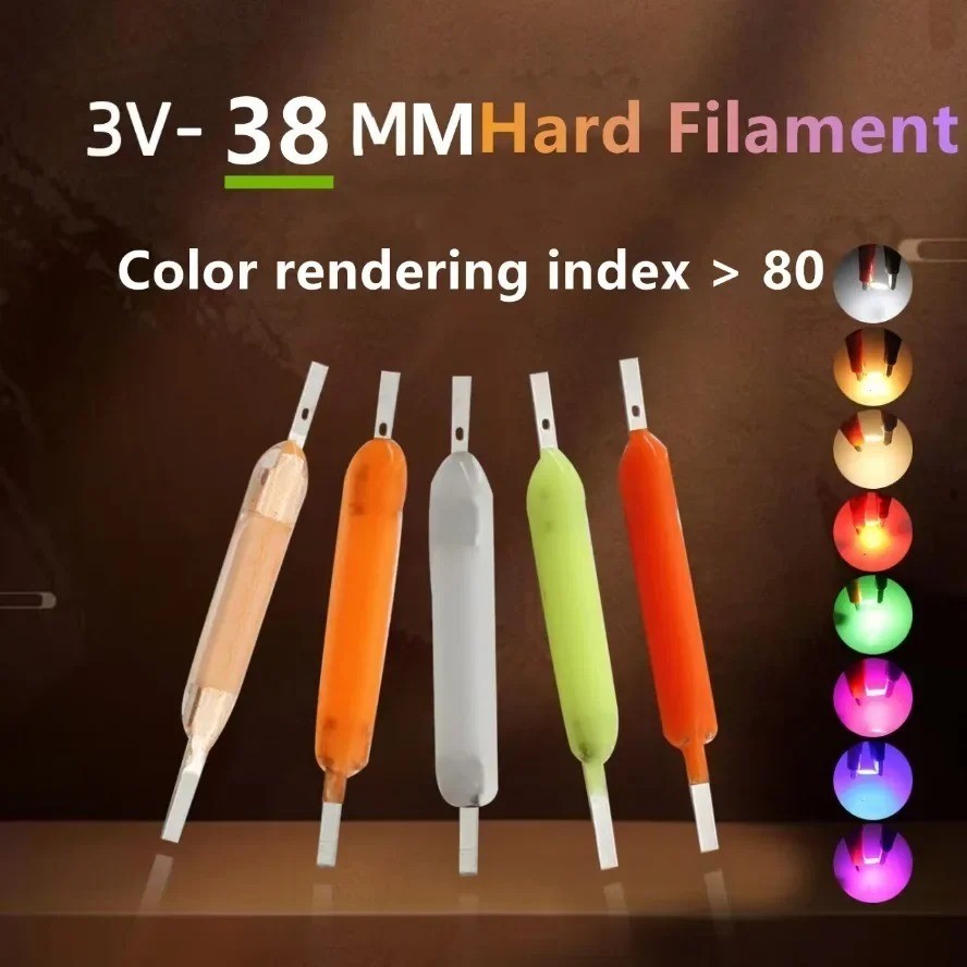 5~100PCS per Box 3V 38Mm LED Filament Multicolour COB Edison Bulb Lamp Incandesc