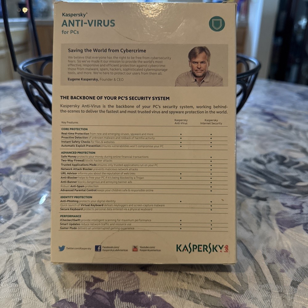 KASPERSKEY Lab Anti-Virus Protection PC Computer Security Software NEW Sealed