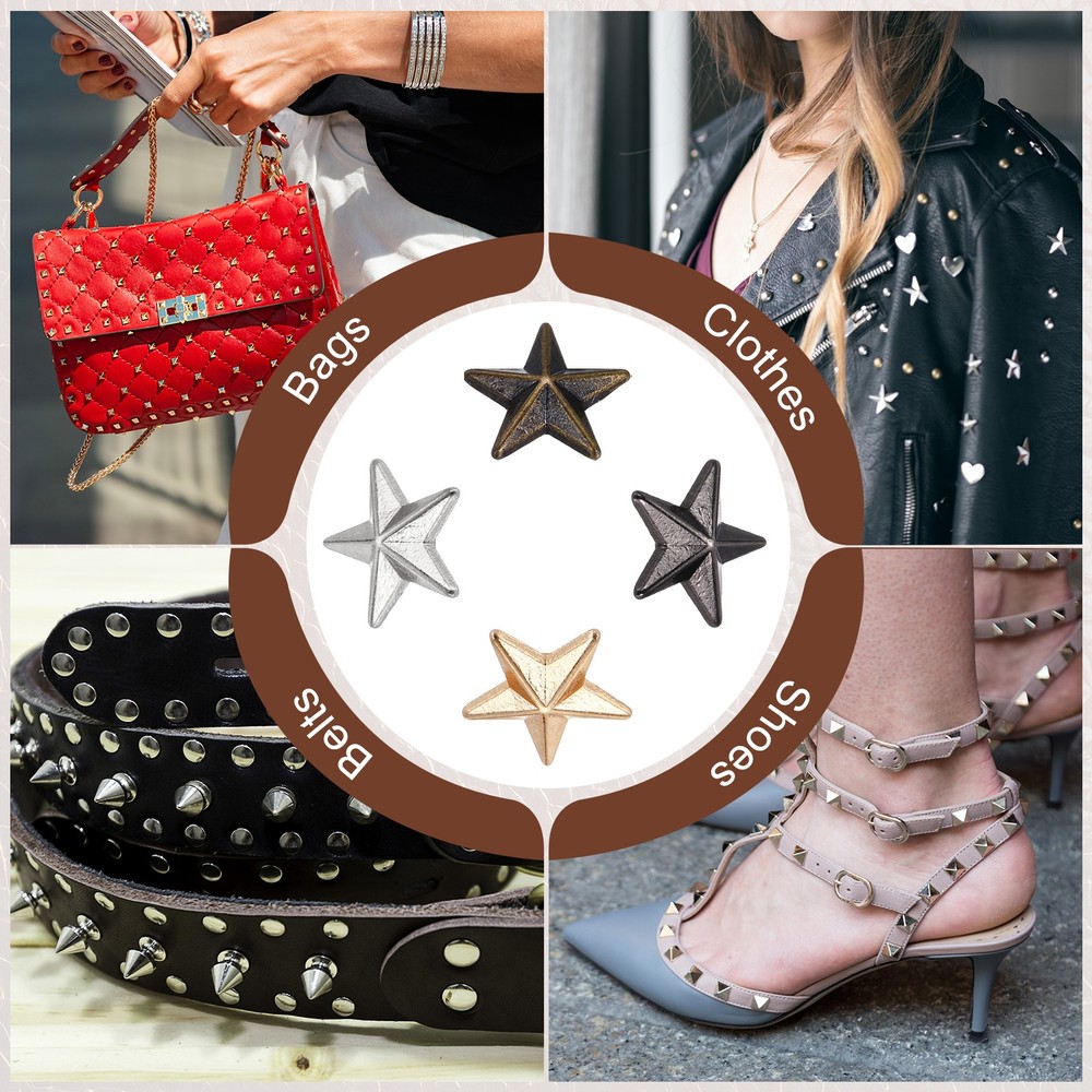 26mm Star Rivets, 25 Sets Leather Rivets Rapid Studs Rivet, Silver Tone