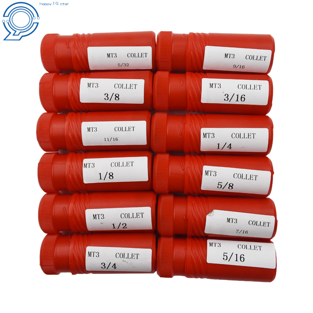 12pc 3MT MT3 #3 Morse Taper Shank Collets Includes 1/8" - 3/4" Chuck Set