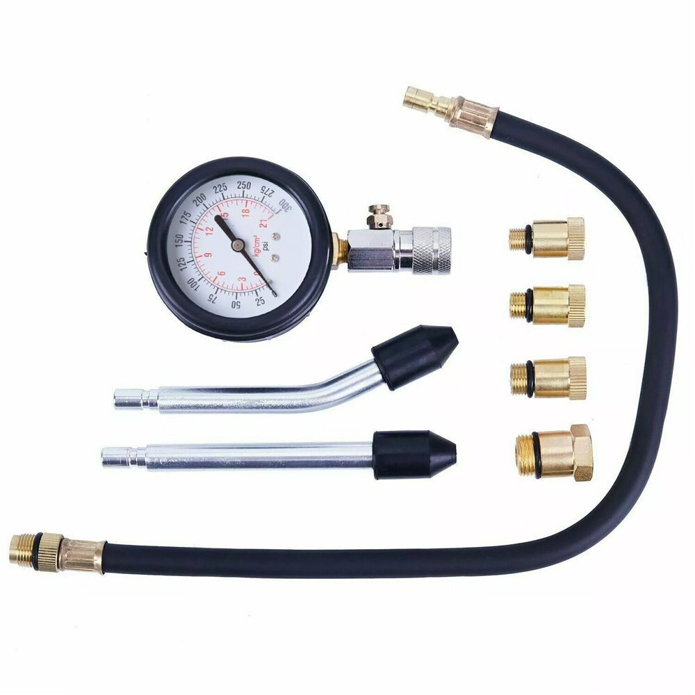 8 PCS Petrol Engine Cylinder Compression Tester Kit Gauge Tool Automotive W/ Box
