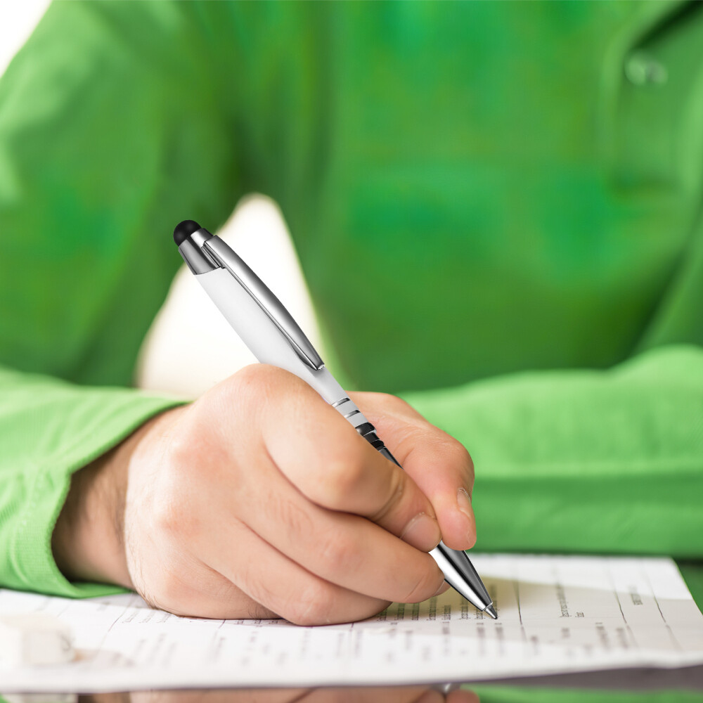 2pcs Lighted Ballpoint Pens Flashlight Writing Light Capacitive Stylus Pen