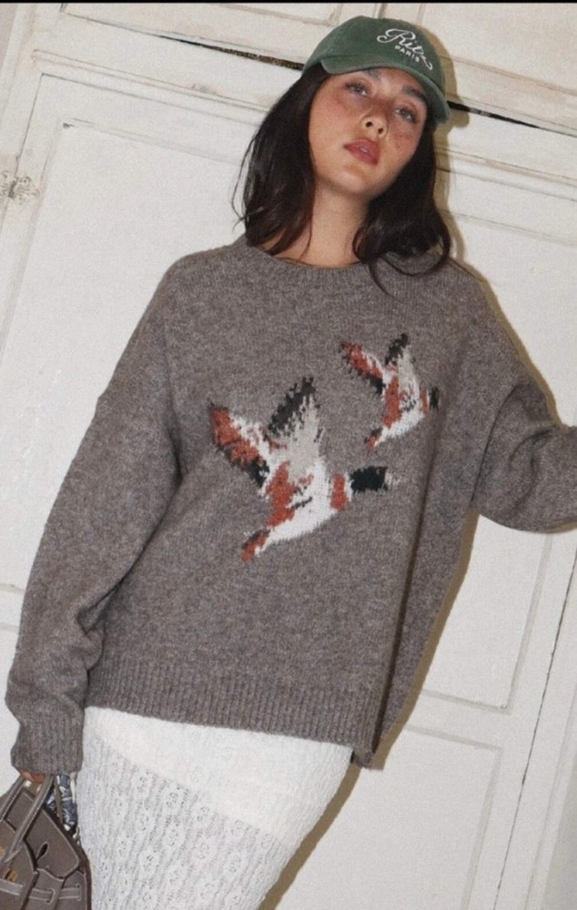 Mocha Flying Duck Knit Sweater
