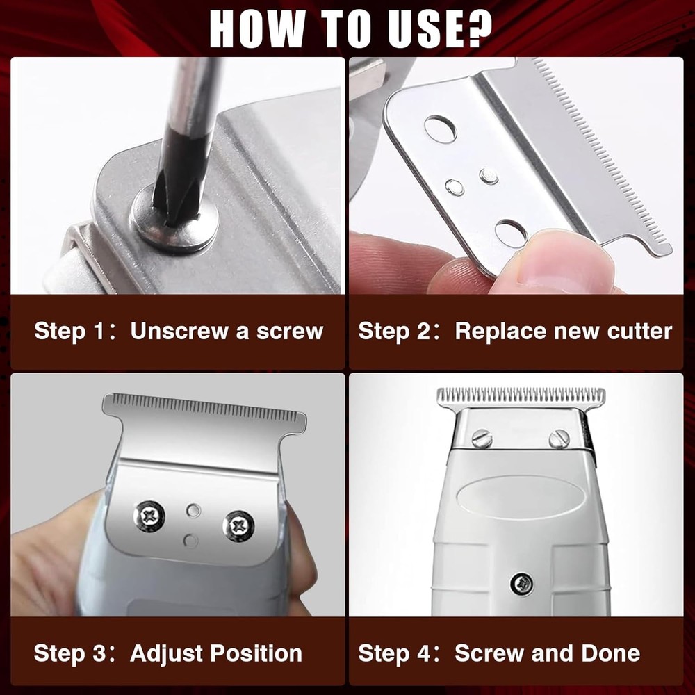2 Pack Professional Barber-Grade T-Blade Replacement Compatible with Andis T-...