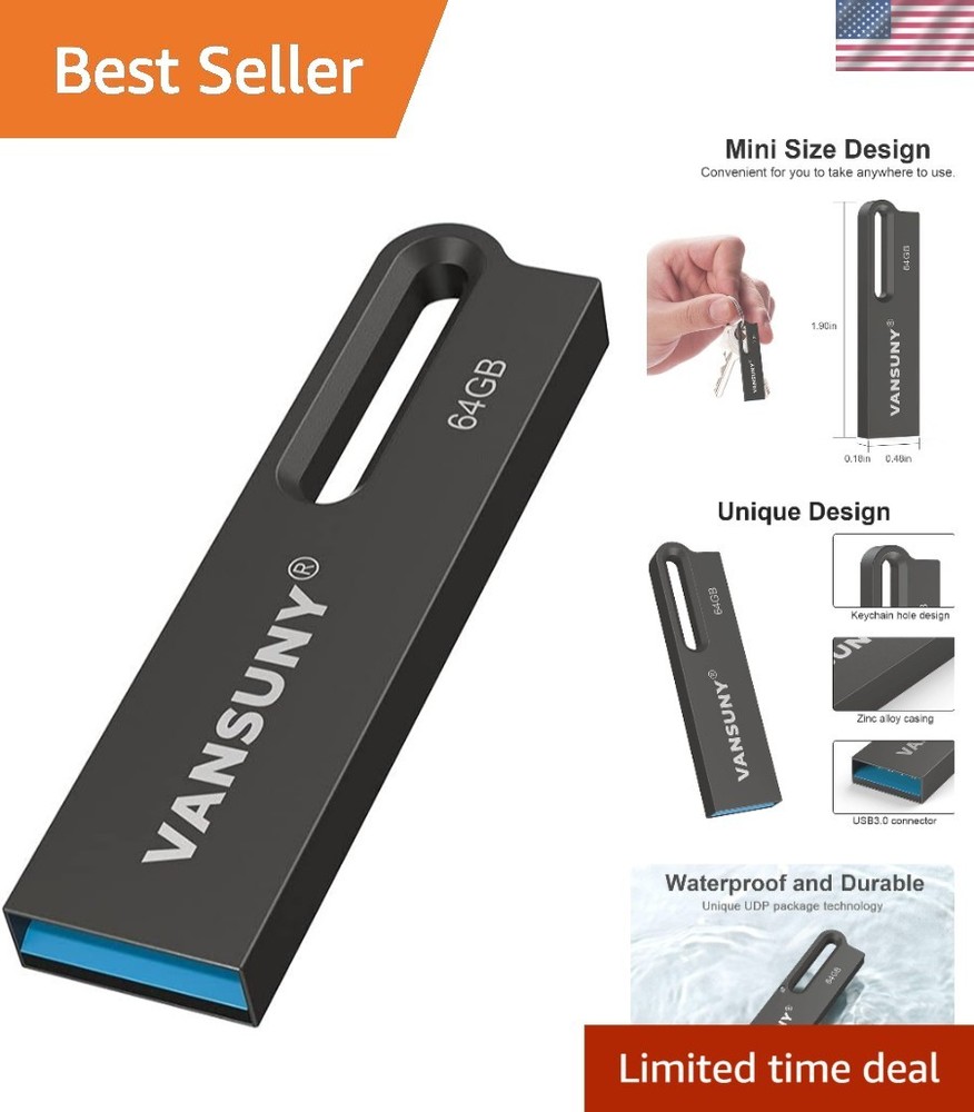 Rugged 64GB Waterproof USB Flash Drive - Ultra Fast Data Transfer & Storage