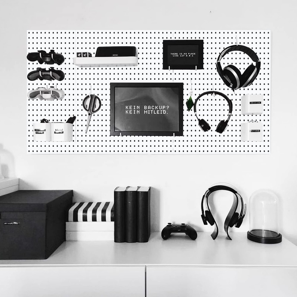 2 Pcs Pegboard, Metal Pegboard Wall Panels - Pegboard Wall Organizer System -...