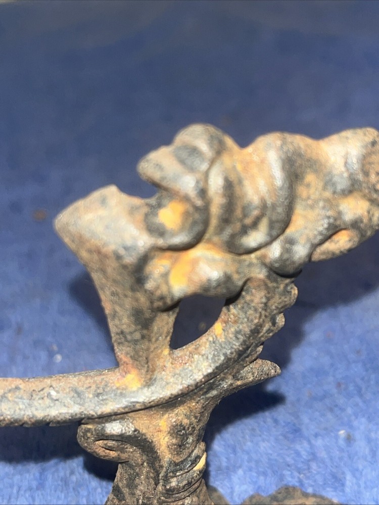 VINTAGE CAST IRON COAT HAT HOOK WITH GARGOYLE FACE