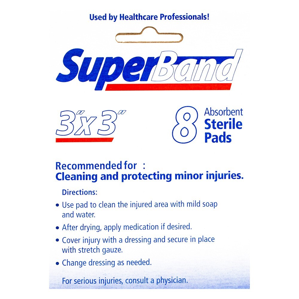 SUPERBAND ABSORBENT STERILE PADS X 8