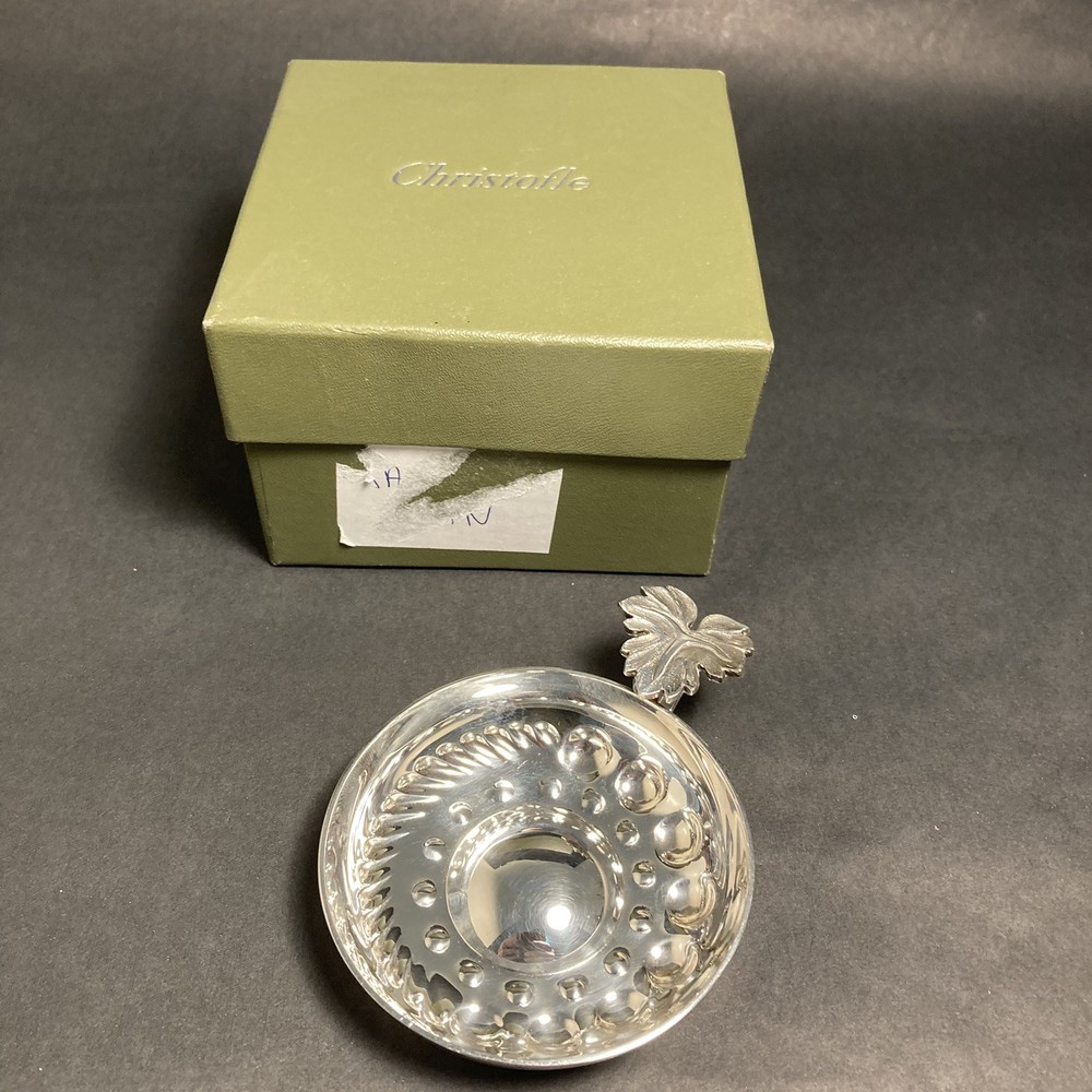Extremely RARE Silver plated CHRISTOFLE Wine Tasting Sommelier Cup, Grape Leaf