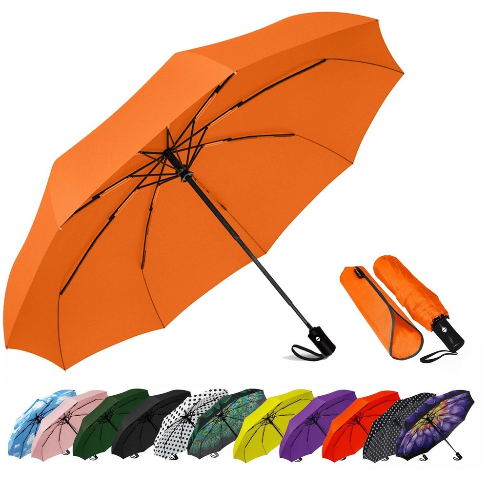 Windproof Travel Compact Umbrella-Automatic Umbrellas for Rain-Compact Foldin...