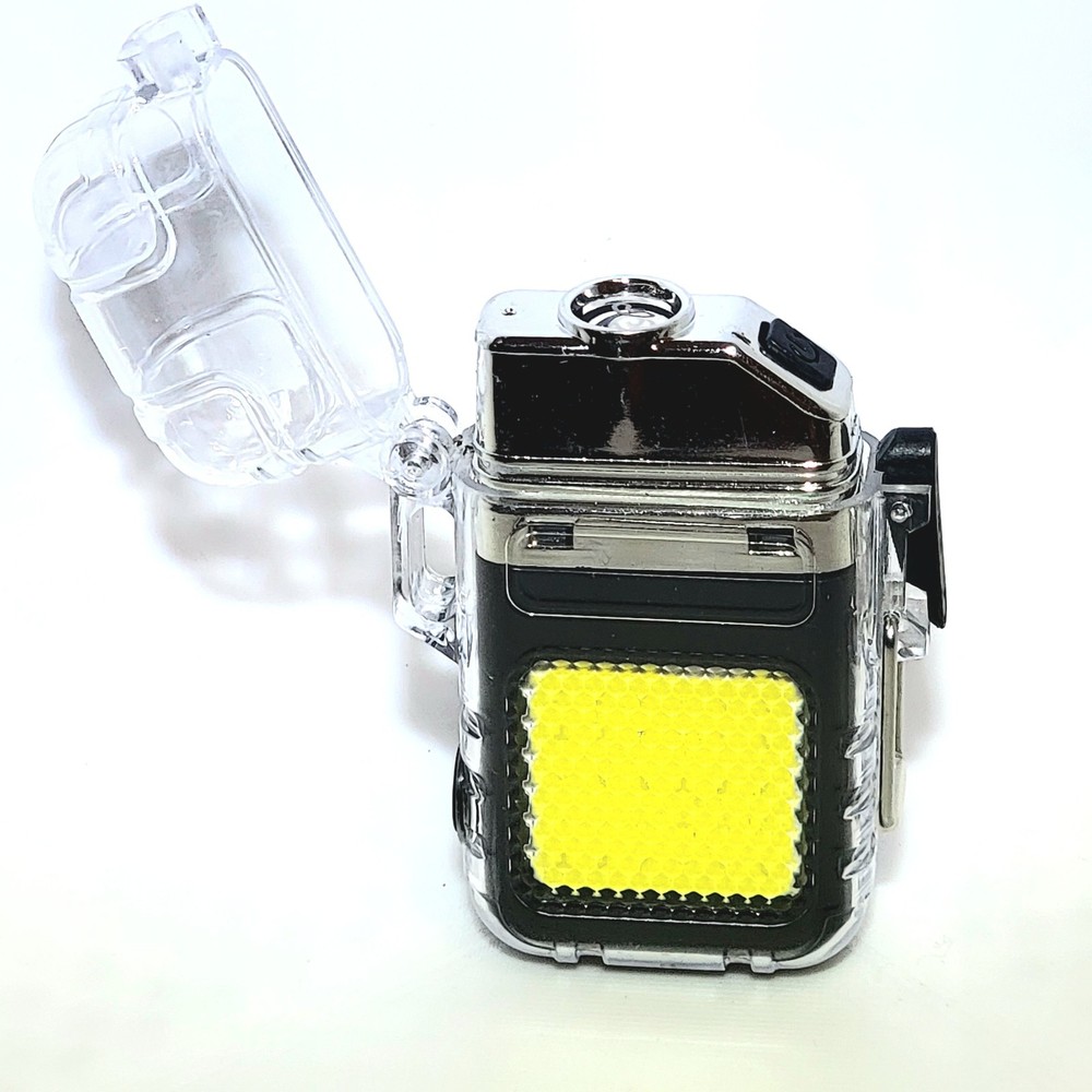 1 Black/Clear Rechrgeable Lighter And Flashlight With USB C Charging Cable