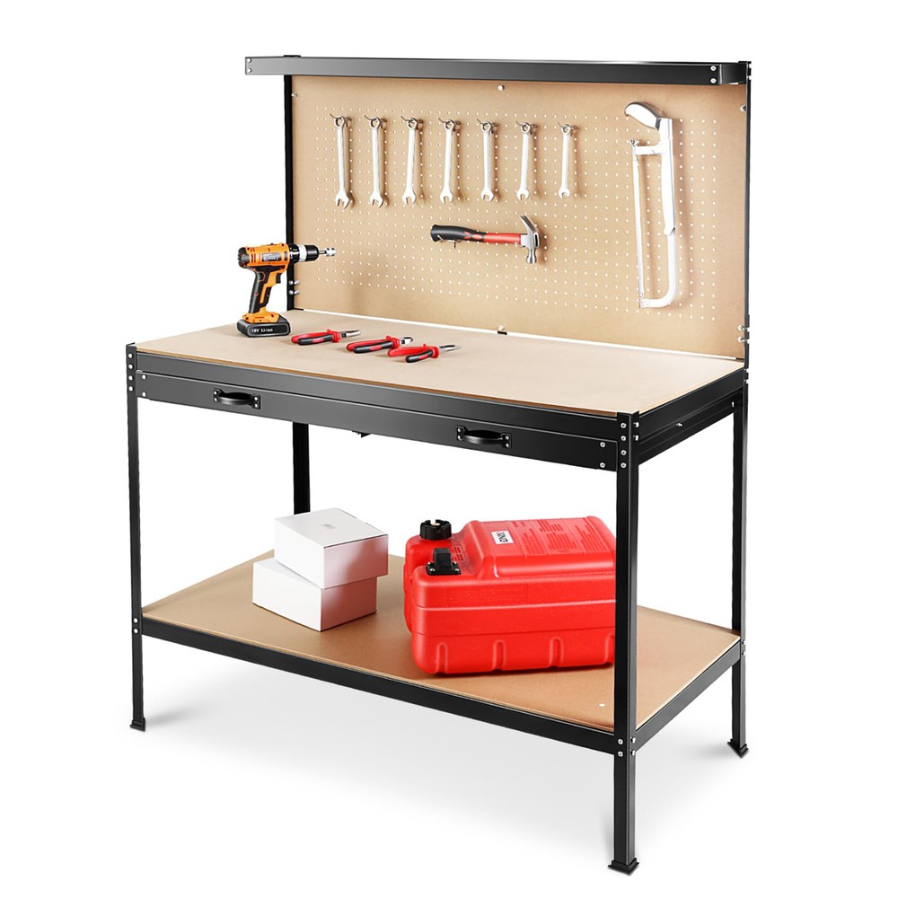 47" Heavy Duty Workbench Adjustable Height Work Table 300lbs Load w/ Drawer