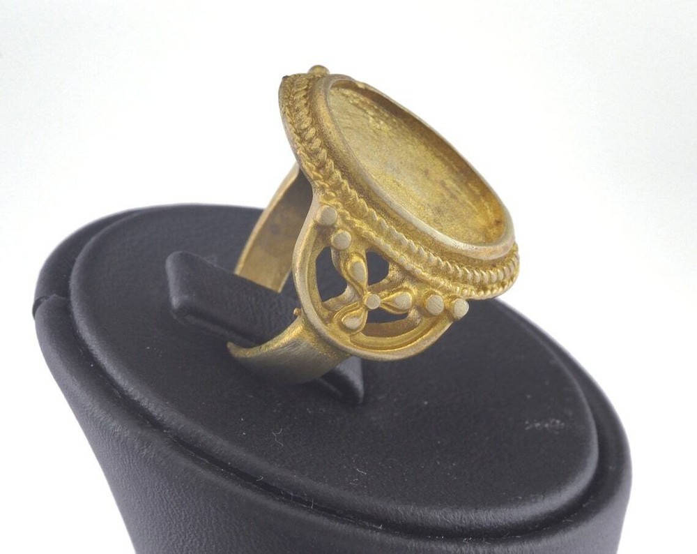 Ring Adjustable Ring Bezel - Raw brass 18mm 7.5US inner size - Adjustable 2841