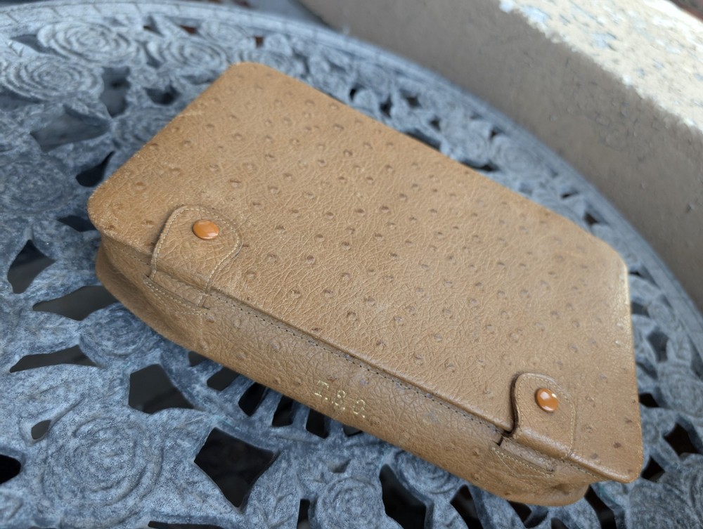 Vintage Compac-Kit Monogram Ostrich Leather Buckled Case