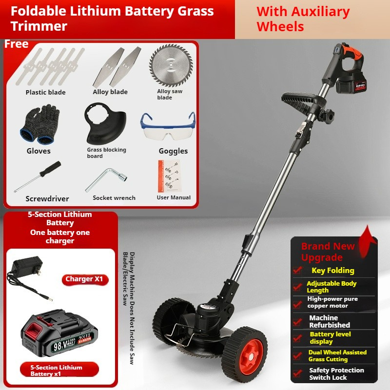 Folding Electric Small Household Multi-functional Lawn Mower Rechargeable
